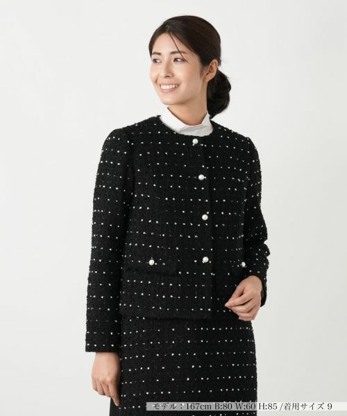 セール】 ドットツイードジャケット【セレモニー】【Leilian WHITE