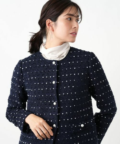 セール】 ドットツイードジャケット【セレモニー】【Leilian WHITE