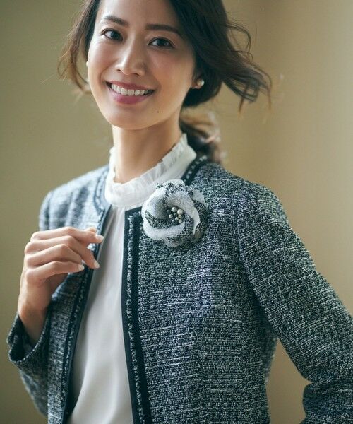 セール】 【セットアップ対応】シャインツイードストレッチ ノーカラー