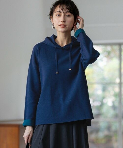 セール】 【洗える】ダブルフェイスニット パーカー （パーカー）｜23