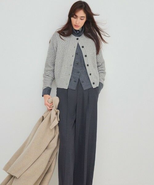 セール】 【洗える】カシミヤブレンド ケーブルニットカーディガン