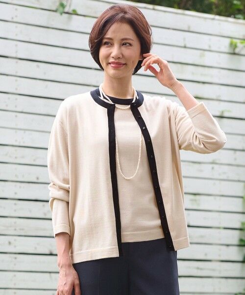 セール】 【アンサンブル対応・洗える】ウールシルク カーディガン