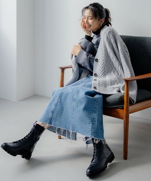 セール】 【洗える】ウールカシミヤ アランパターン カーディガン