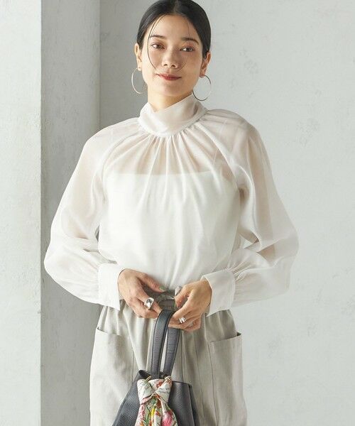 一部追加予約》〈手洗い可能〉オーガンジー リボン ブラウス （シャツ