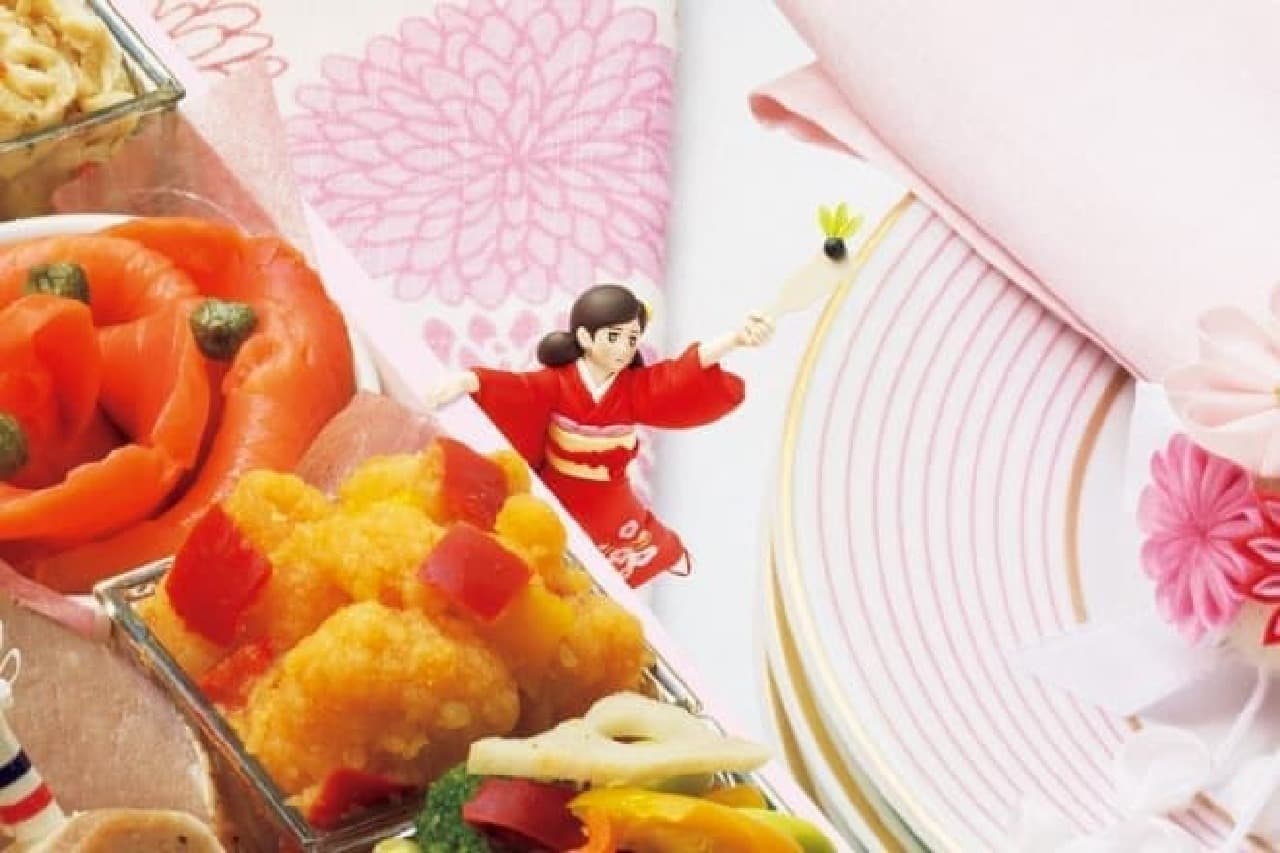 イオンのおせちと「コップのフチ子」がコラボ！重箱のふちに晴れ着姿の