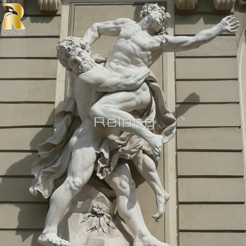 手彫りの有名なギリシャのヘラクレスとアンタイウスの神の彫刻、屋外用