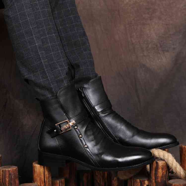 minana / 牛革 ドレープブーツ メンズ ブーツ サイドジップ サイド