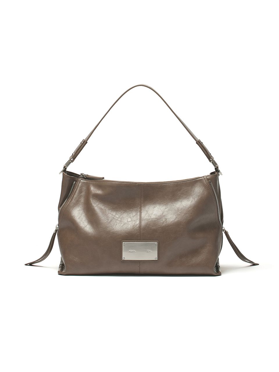MUSINSA | MATIN KIM SIDE ZIPPER SHOULDER BAG IN DARK BROWN