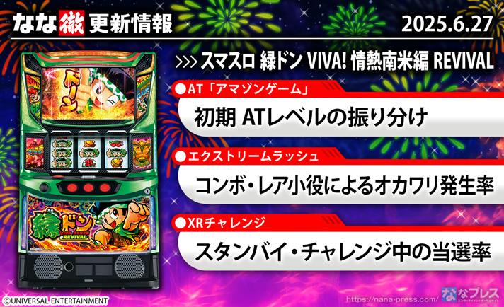 スマスロ 緑ドン VIVA！情熱南米編 REVIVAL】更新情報（6月27日）