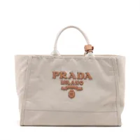 プラダ キャンバス トートバッグ ベージュ 2VG125 A3327857｜中古