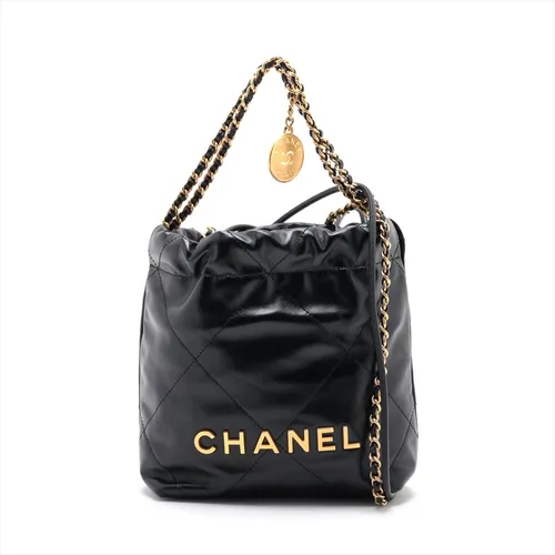 シャネル シャネル22 ミニ レザー チェーンショルダーバッグ ブラック