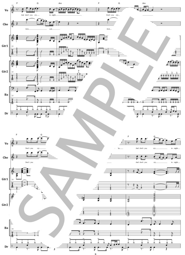 楽譜】GUNS N'ROSES / DON'T CRY バンド・スコア from68 / GUNS N