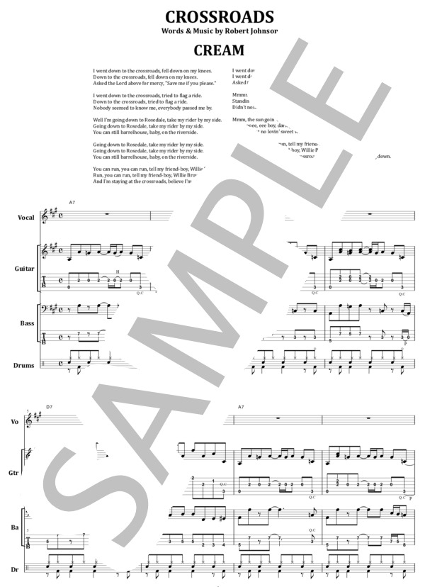 楽譜】CROSSROADS / CREAM バンド・スコア from68 / CREAM (バンド