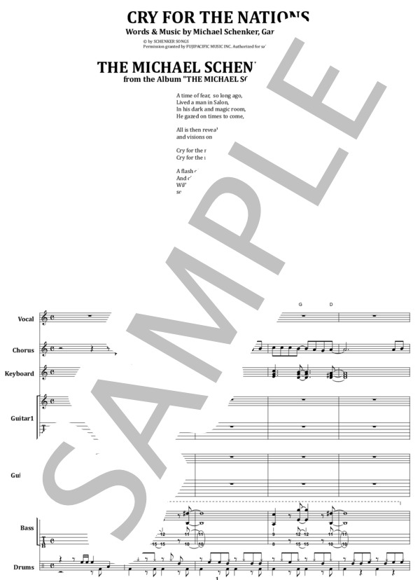 楽譜】マイケル・シェンカー / CRY FOR THE NATIONS バンド・スコア