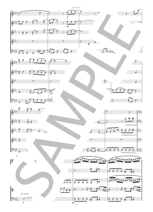 楽譜】Let It Go 木管五重奏 / アナと雪の女王 劇中歌 松たか子