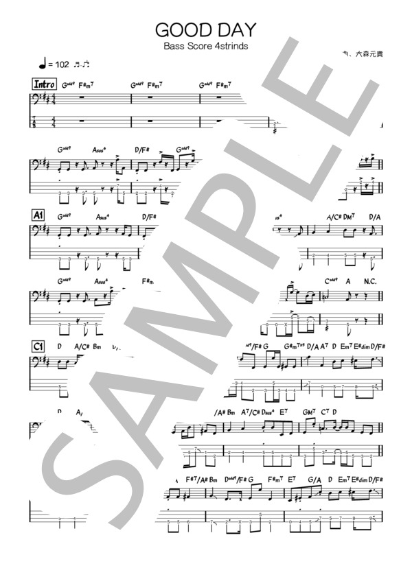 楽譜】GOOD DAY TAB付ベース譜面 4弦ベース対応 / Mrs. GREEN APPLE