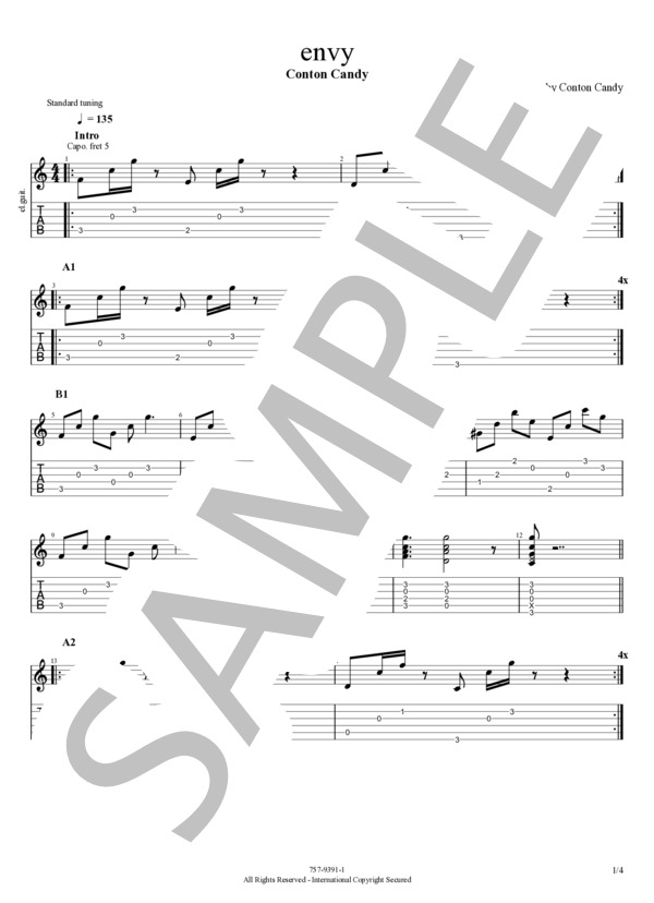 楽譜】envy / Conton Candy (エレキギター / 初〜中級) - Piascore