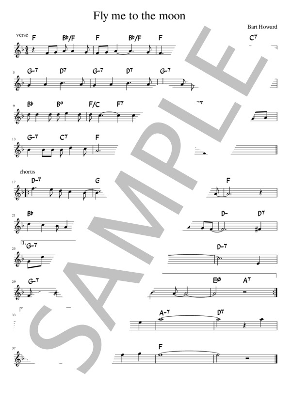 楽譜】fly me to the moon ヴァース付 in F / バート・ハワード