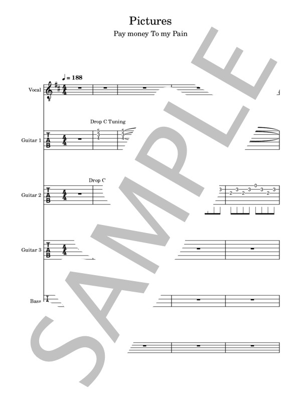 楽譜】Pictures / Pay money To my Pain (バンドスコア / 中級