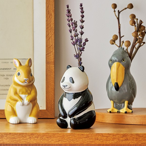 フラワー＆ペンスタンド うさぎ パンダ ハシビロコウ おしゃれ