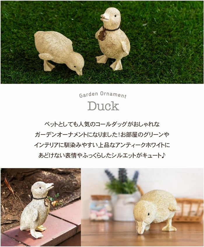 アヒル ダック 2匹セット 子供 鳥 ガーデンオーナメント オブジェ 置物