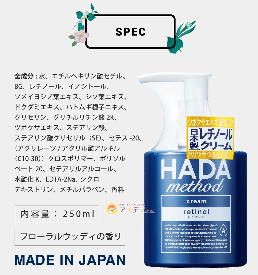楽天市場】HADA method レチノペアクリーム ハダメソッド レチノール