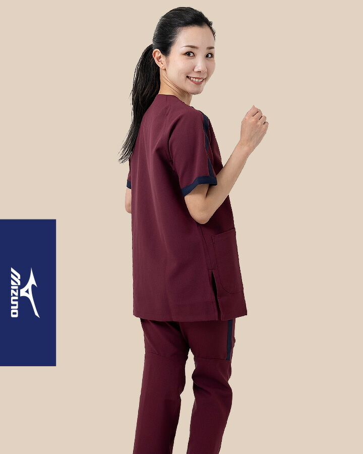 ミズノ スクラブ 医療 白衣 ストレッチ 制電 消臭 パイピング入り 男女