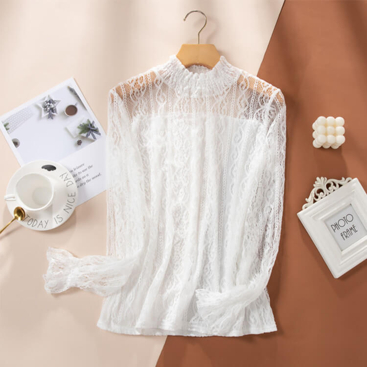 ハイネック 長袖 レース ブラウス | レディースファッション,トップス