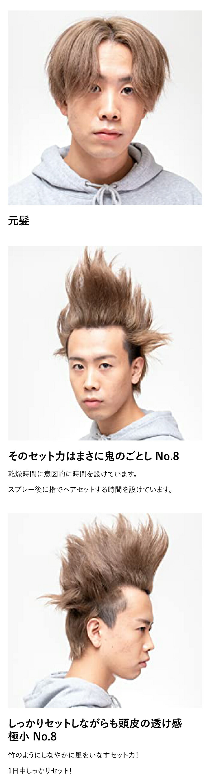 楽天市場】鬼髪ヘアスタイリングスプレーNo.8 黒鬼 250g ONIKAMI hair