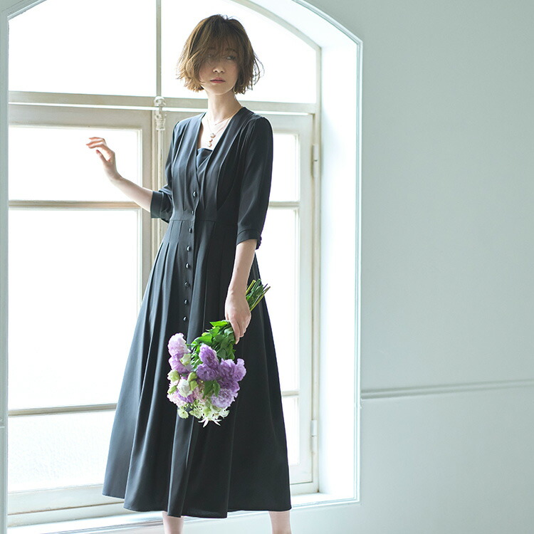 2wayフロントボタンタックワンピース「U751」-RUIRUE BOUTIQUE