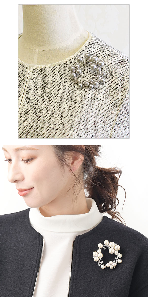 楽天市場】◇ネコポス送料無料◇ブローチ パール サークル ストーン (M