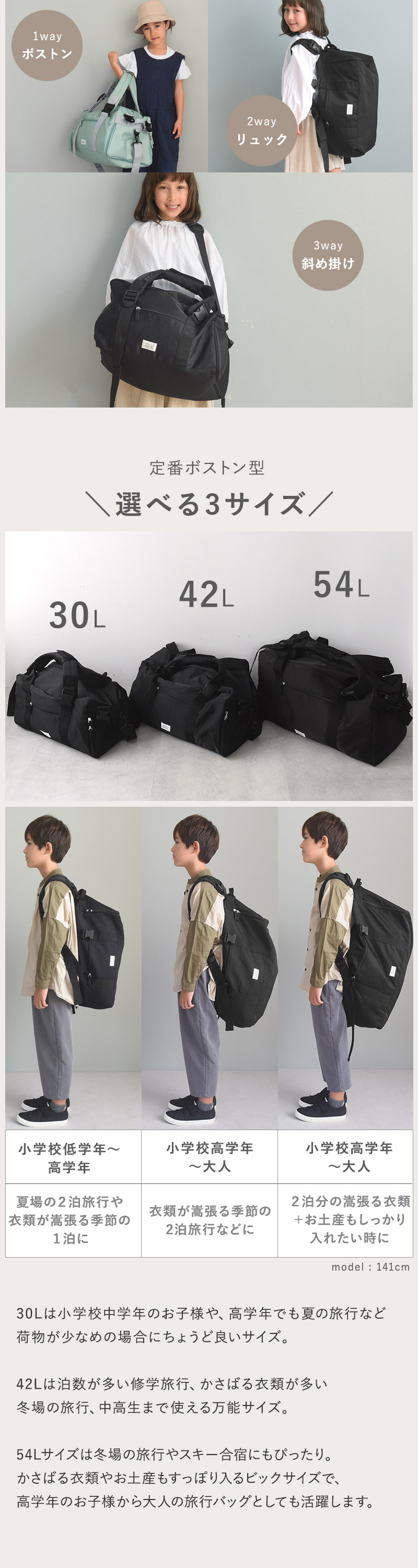 楽天市場】新型登場！リュックにもなる3WAYボストンバッグ30L 40L 42L