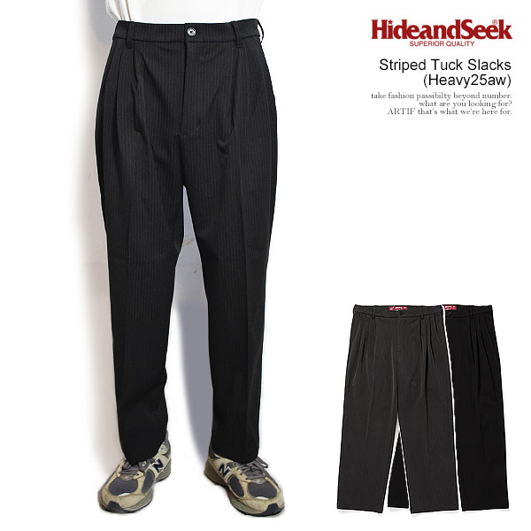 HIDE AND SEEK ハイドアンドシーク Striped Tuck Slacks (Heavy25aw)