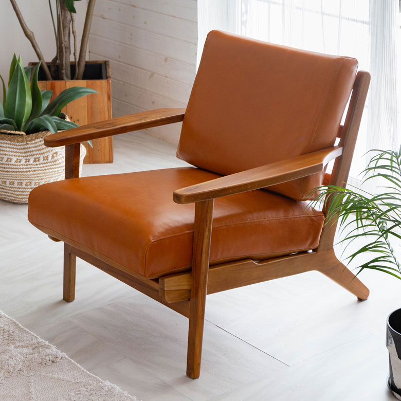 楽天市場】ソファ 1人掛け 本革 木 幅 69cm キャメル ブラウン レザー