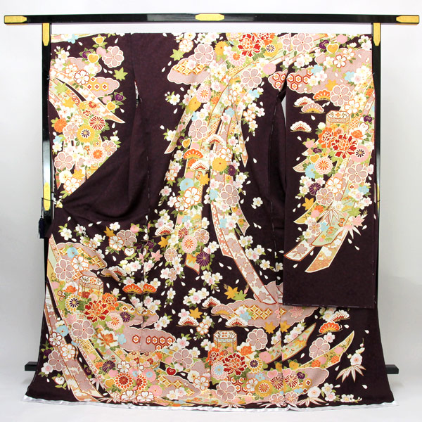 ゆりのはな 本振袖 京友禅金彩加工ボカシ 金駒刺繍 たたき染め 正絹