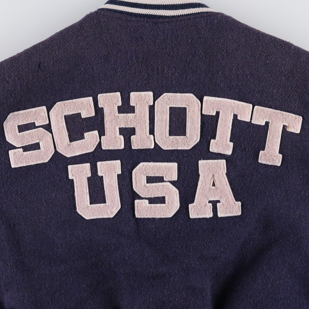 古着 90年代 ショット SCHOTT 中綿入り 袖革ウールボタンスタジャン
