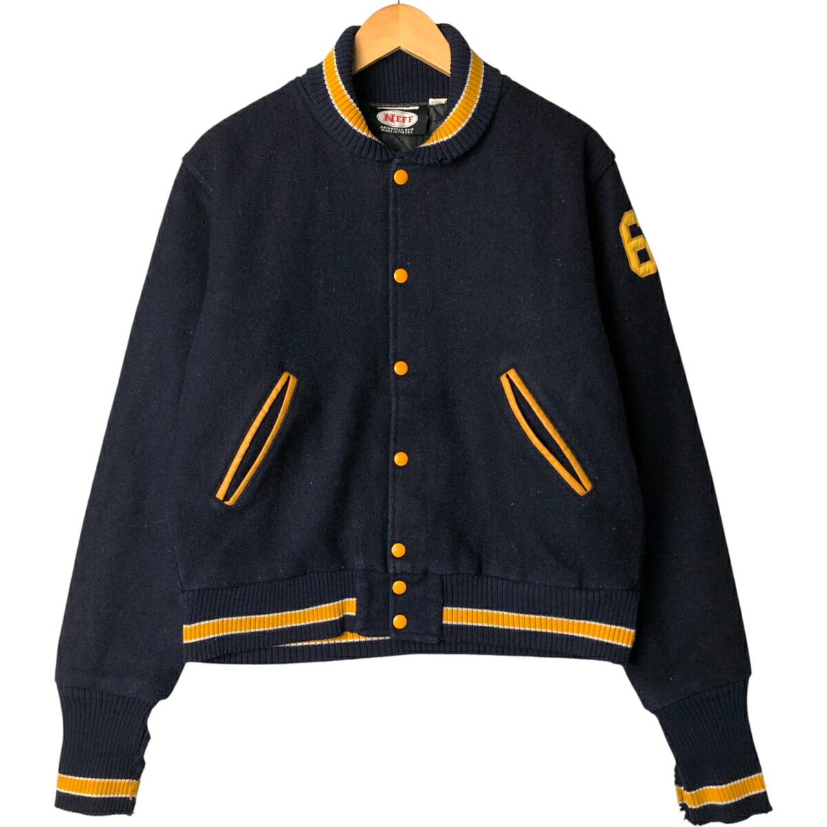 古着 ネフ NEFF 中綿入り ウールスタジャン アワードジャケット バー