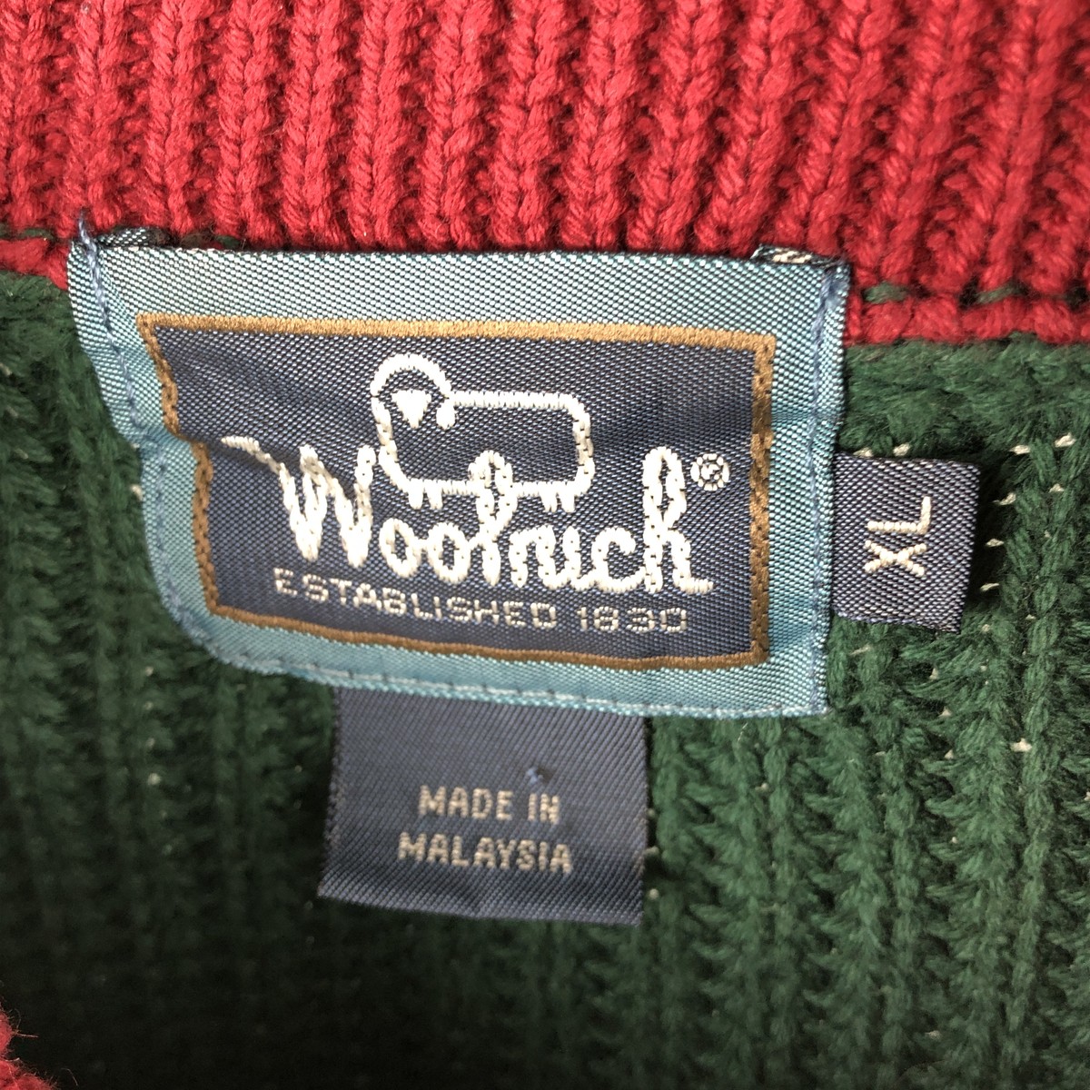 古着 90年代 ウールリッチ WOOLRICH リブ編み ヘンリーネック コットン