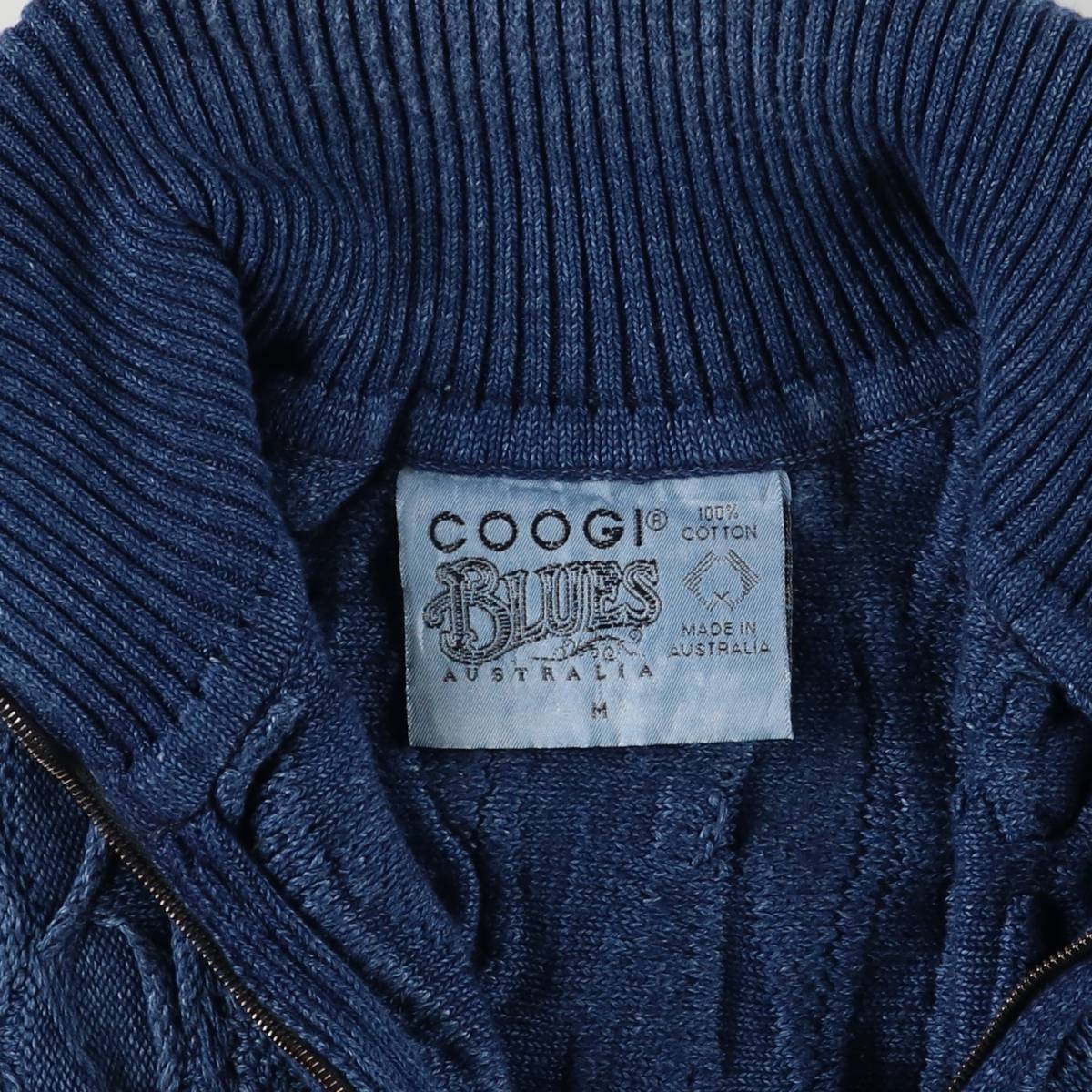 古着 90年代 クージー COOGI BLUES 総柄 3Dニット ハーフジップ