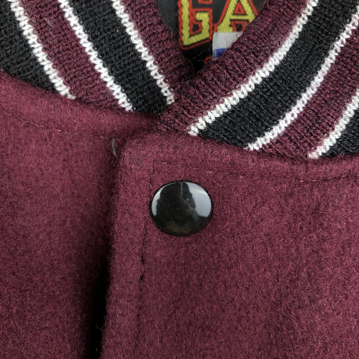 古着 90年代 GAME Sportswear 中綿入り 袖革ウールボタンスタジャン