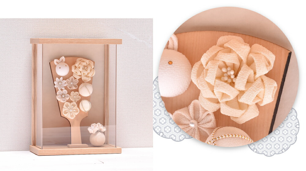 羽子板 つまみ細工 コンパクト かわいい【選べる2種類】6号 つまみ