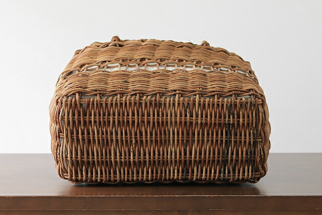 1点もの あけび籠(国産/透かし編み/中サイズ/リネン巾着・ポケット