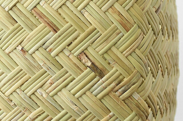 スズ竹市場かご(岩手県鳥越竹細工/籐ハンドル/中サイズ/レザー底あて