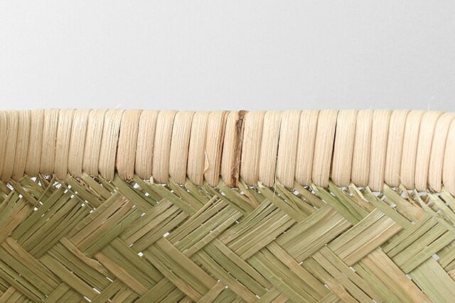 スズ竹市場かご(岩手県鳥越竹細工/籐ハンドル/中サイズ/レザー底あて