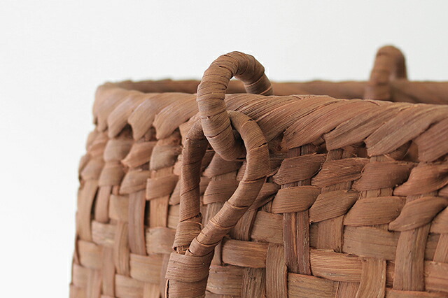 肩から掛けられるやまぶどう籠(網代編み/スリム/リング取手/大サイズ