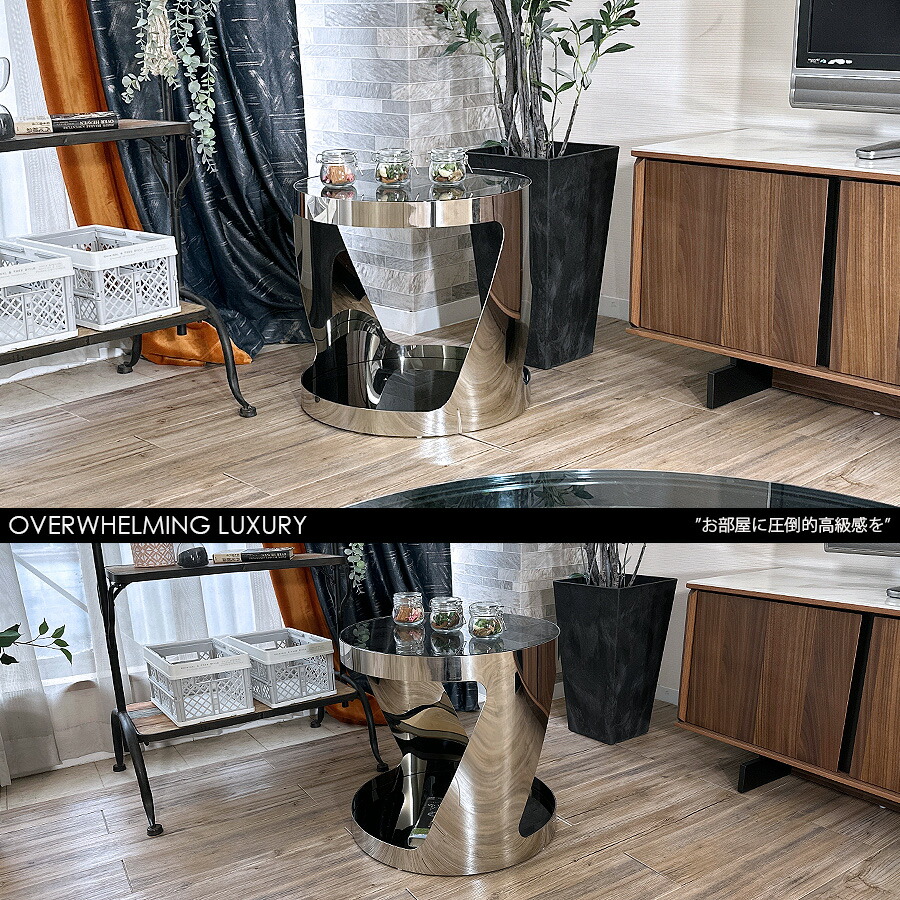 楽天市場】テーブル サイドテーブル 幅48.5 高さ46 ガラステーブル 丸