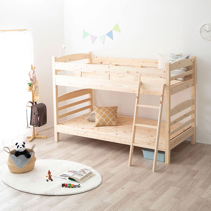 国産ひのき 二段ベッド無塗装でひのきの質感をたっぷ 二段ベッド｜2段