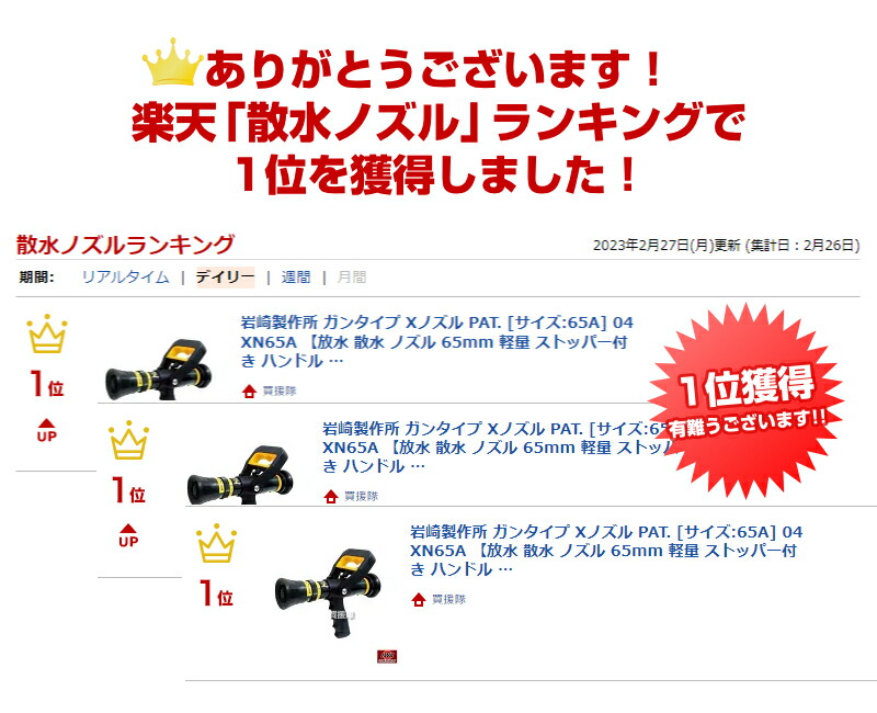 楽天市場】岩崎製作所 ガンタイプ Xノズル PAT. [サイズ:65A] 04XN65A