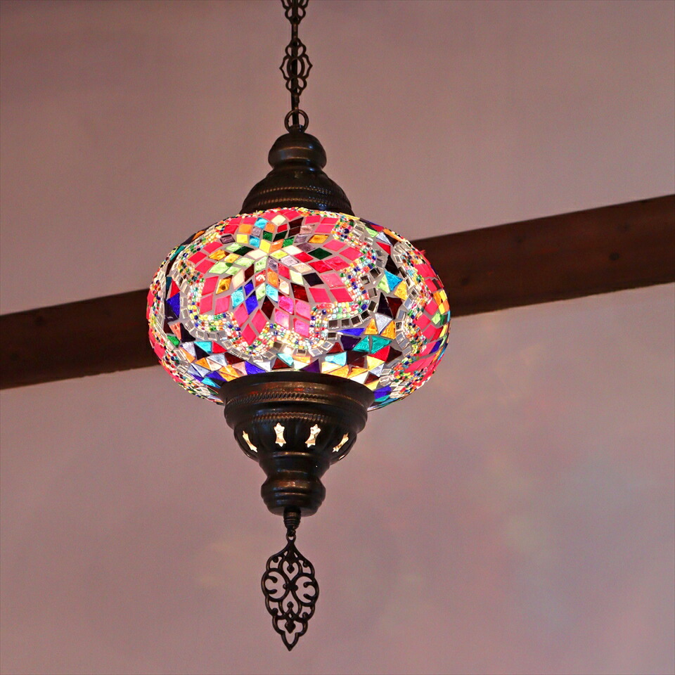 楽天市場】トルコ モザイクペンダントランプ 直径24cm 全高83cm