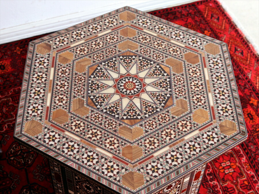 楽天市場】シリア製寄木細工の木製サイドテーブルLサイズ